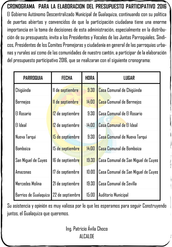 PRESUPUESTO PARTICIPATIVO 2016